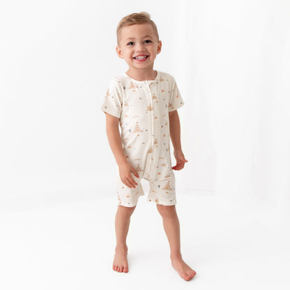 Sandcastles Small Ribbed Summer Zip Romper