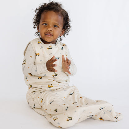 Construction Sleep Sack & Zip Romper Set