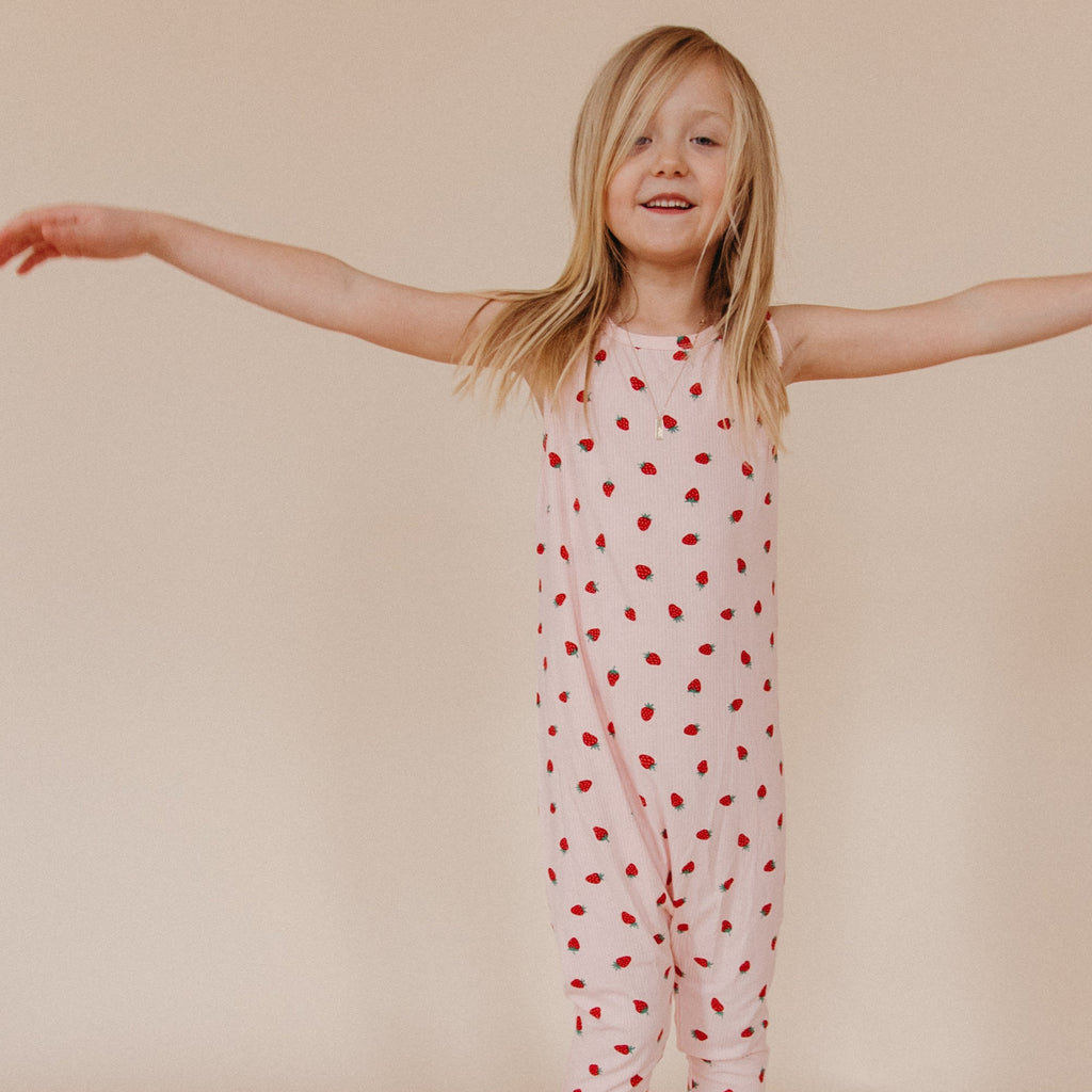 Strawberries Small Ribbed Harem Romper