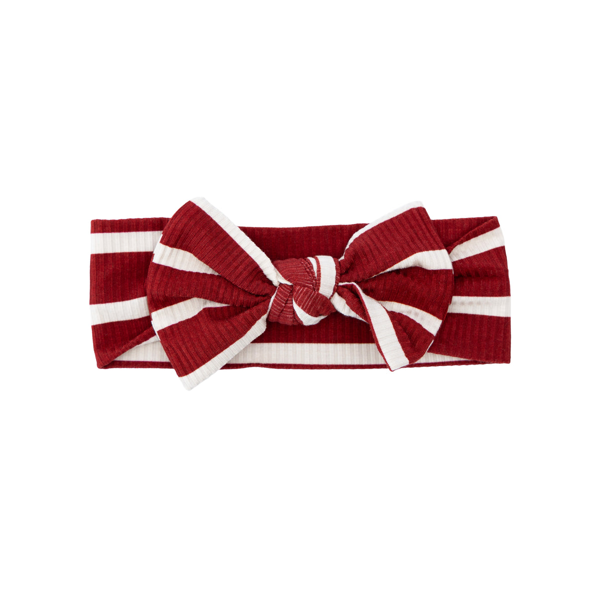 Red Wide Stripe Small Ribbed Bow