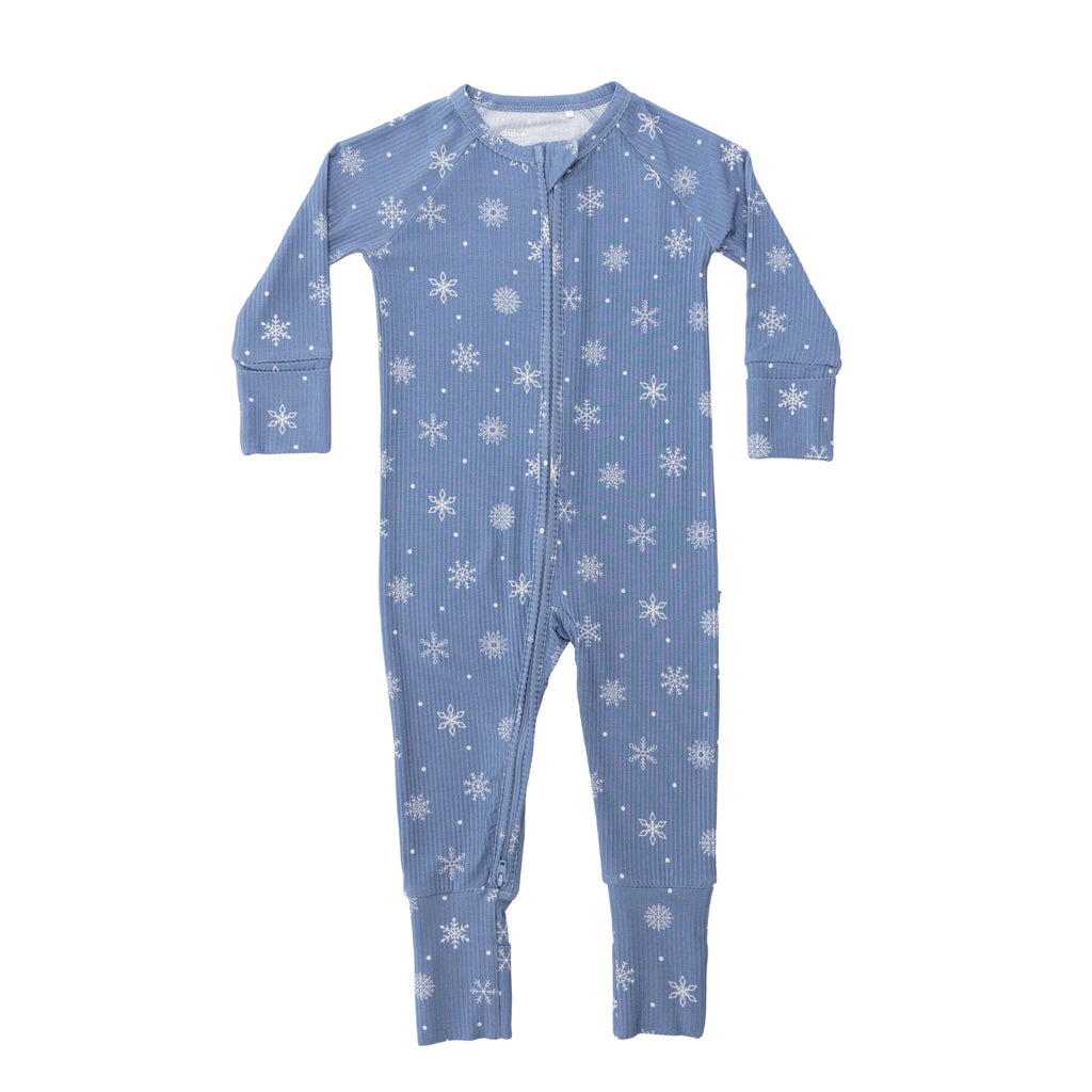 Snowflakes Small Ribbed Zip Romper