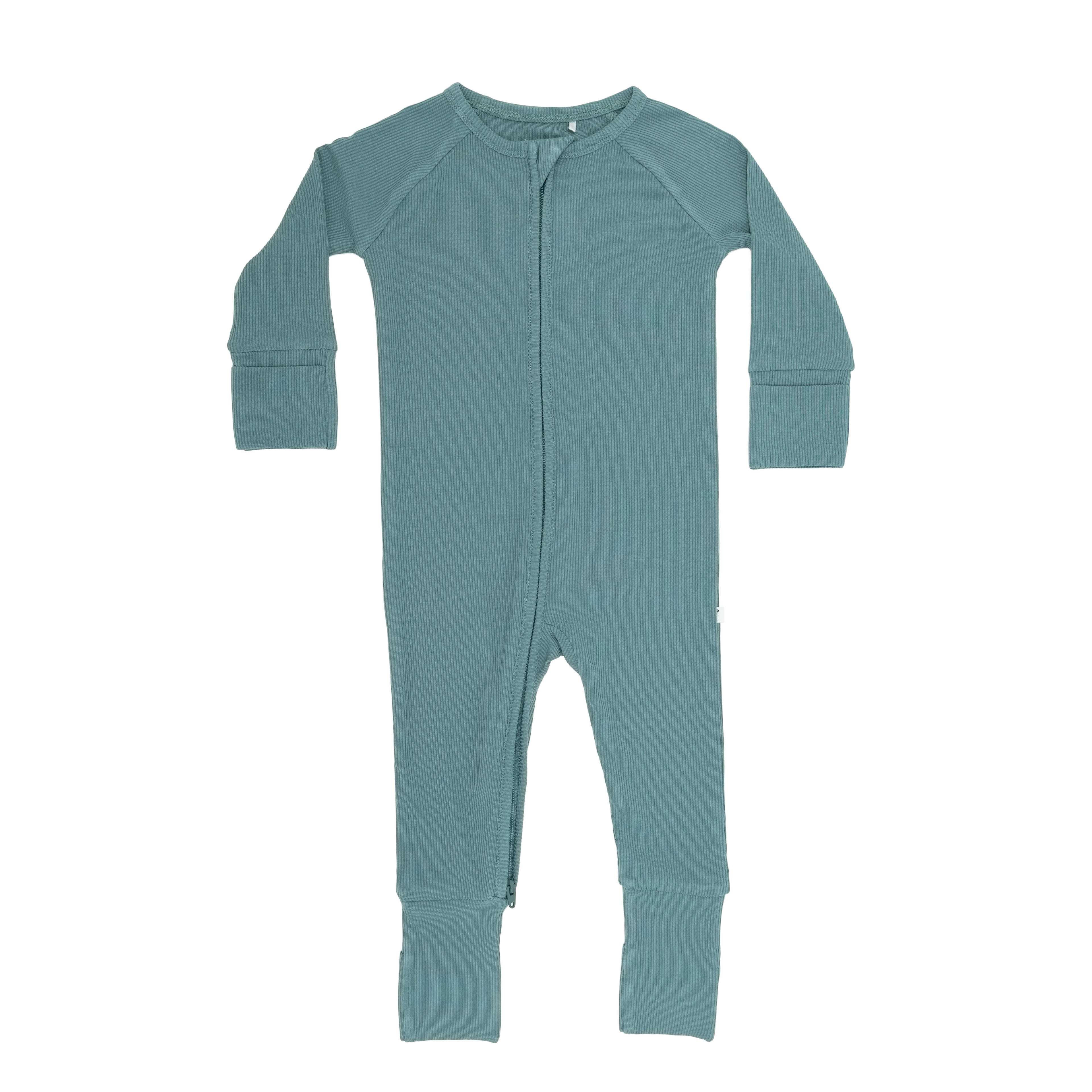 Glacier Blue Small Ribbed Zip Romper
