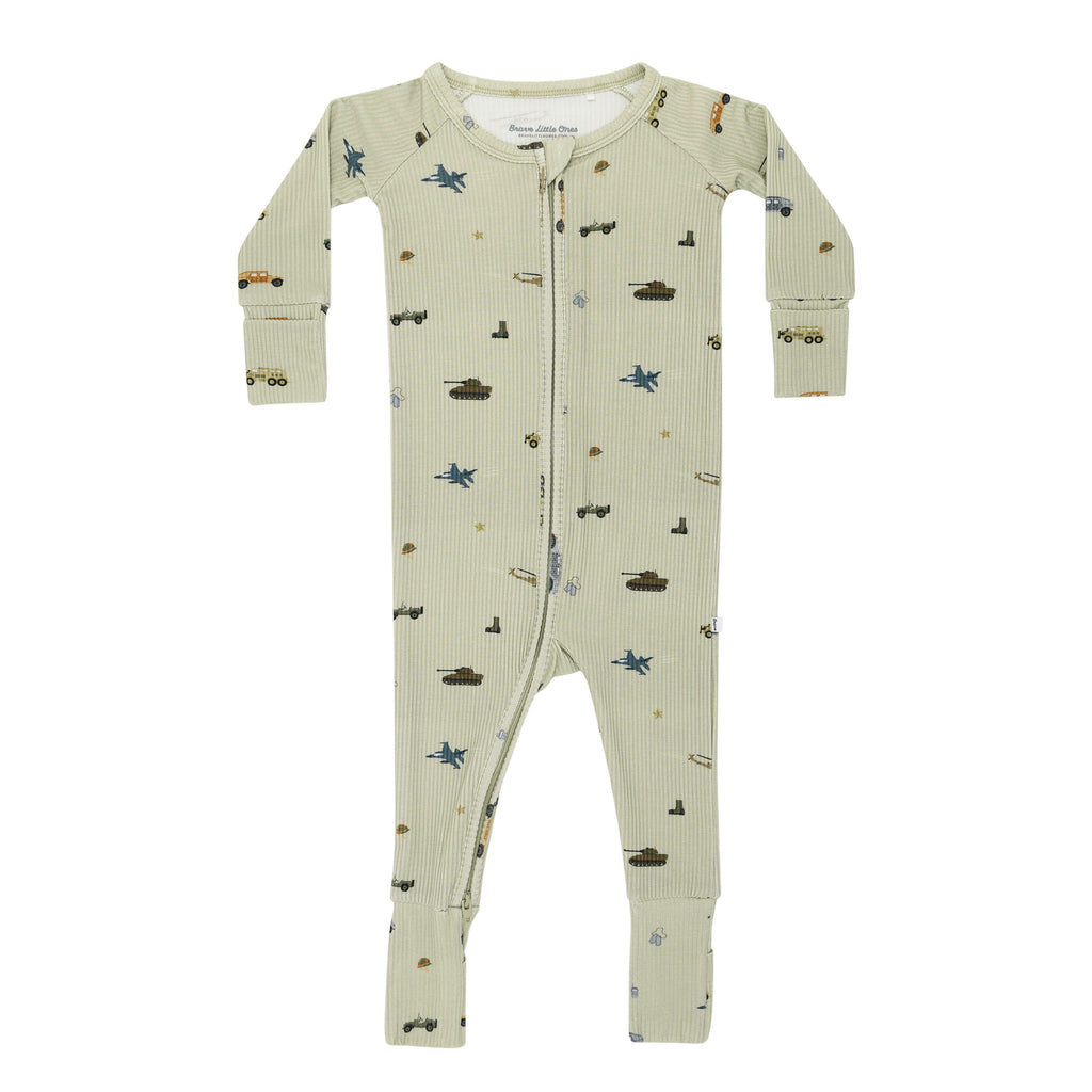 Military Small Ribbed Zip Romper