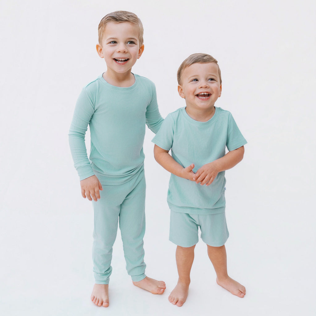 Harbor Blue Small Ribbed Shorts Two-Piece Set