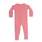 Peony Pink Small Ribbed Zip Romper