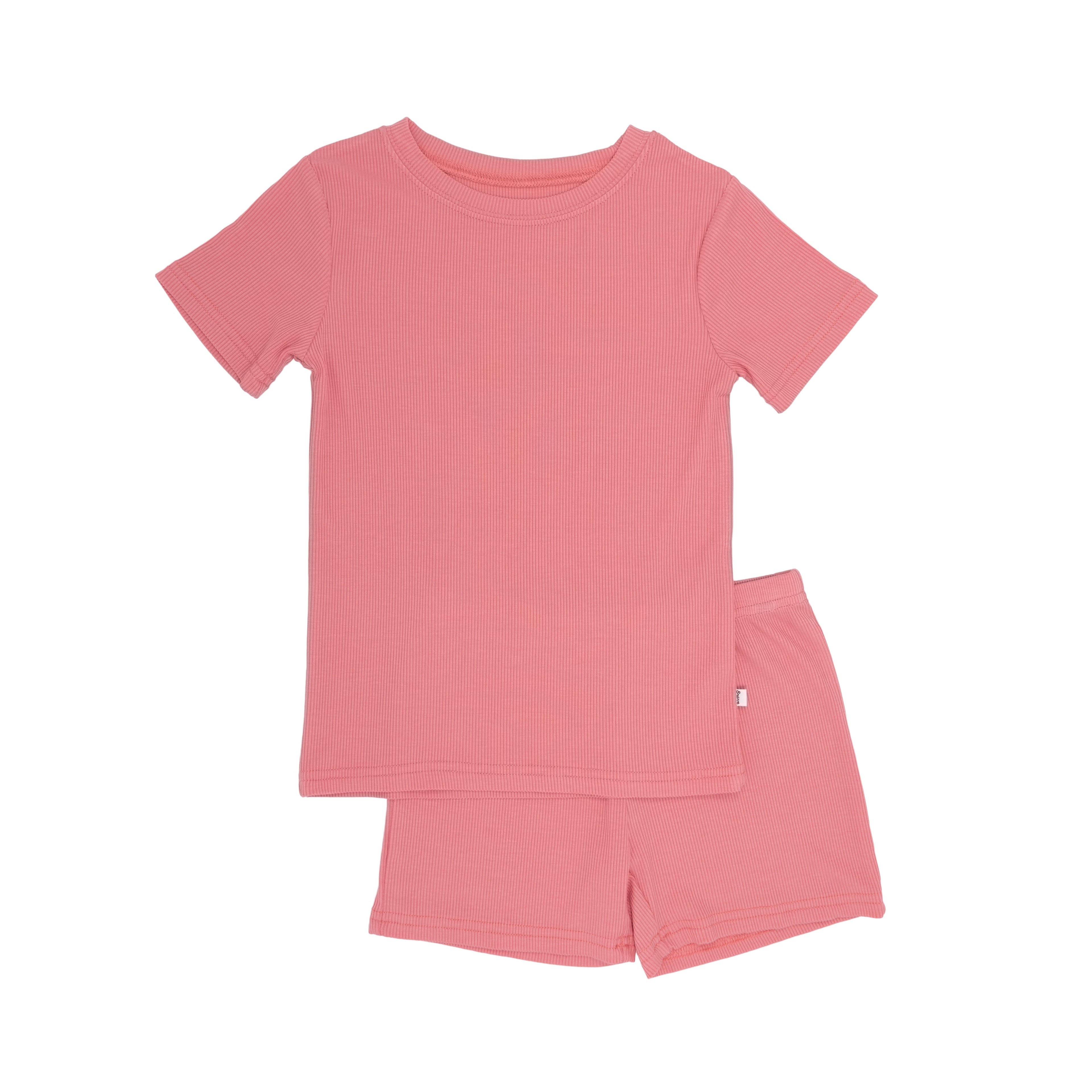 Peony Pink Small Ribbed Shorts Two-Piece Set