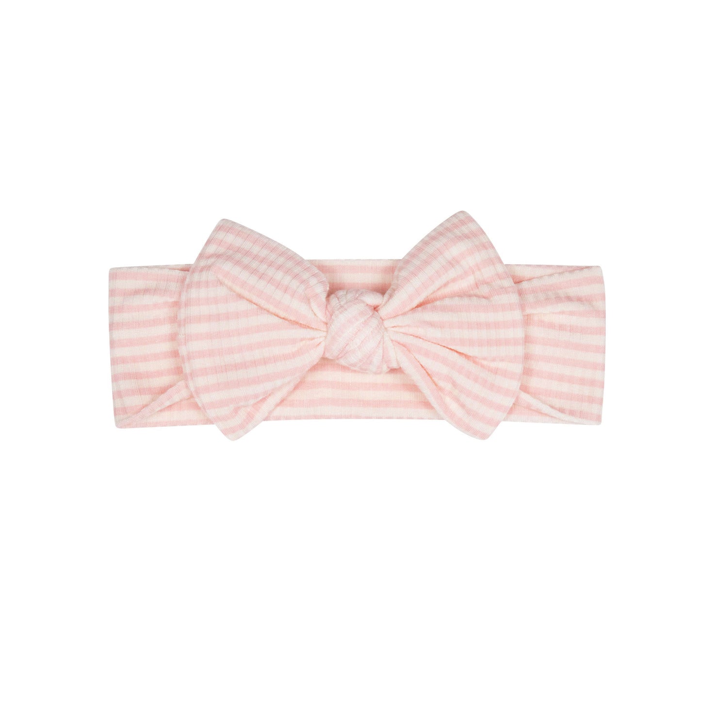 Pink Small Stripe Ribbed Bow