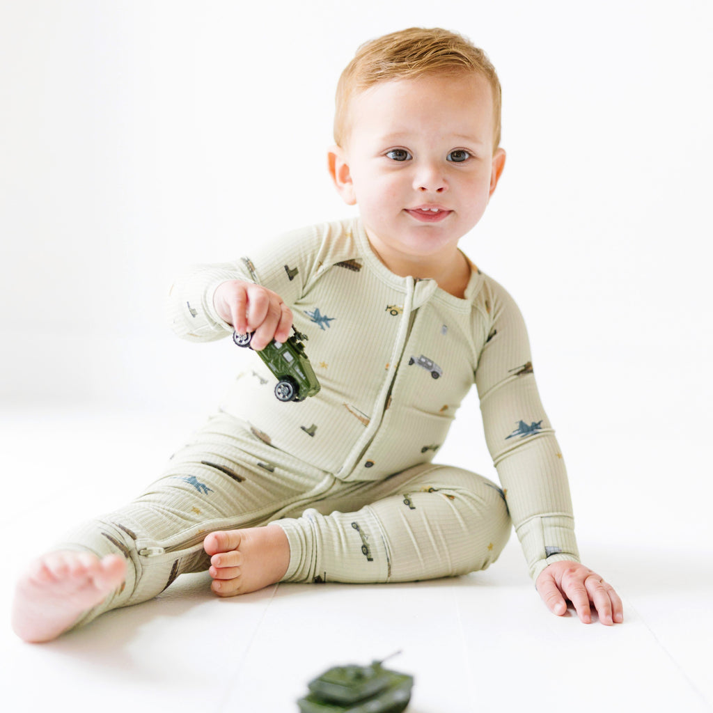 Military Small Ribbed Zip Romper
