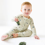 Military Small Ribbed Zip Romper