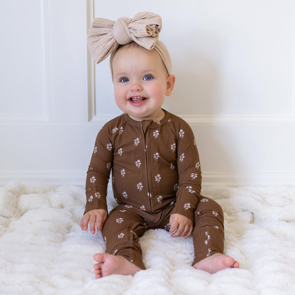 Autumn Stems Small Ribbed Zip Romper