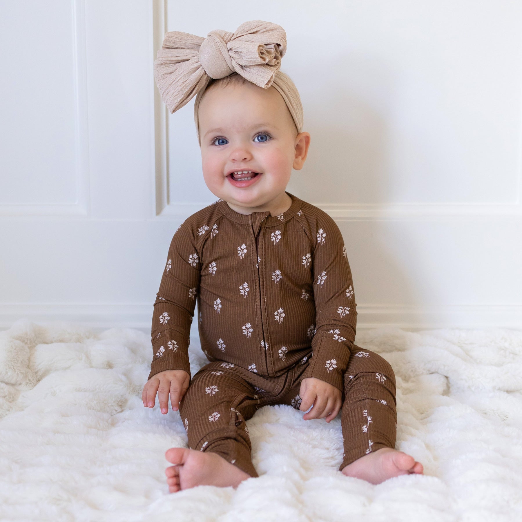 Autumn Stems Small Ribbed Zip Romper
