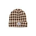 Dark Brown Gingham Knit Beanie