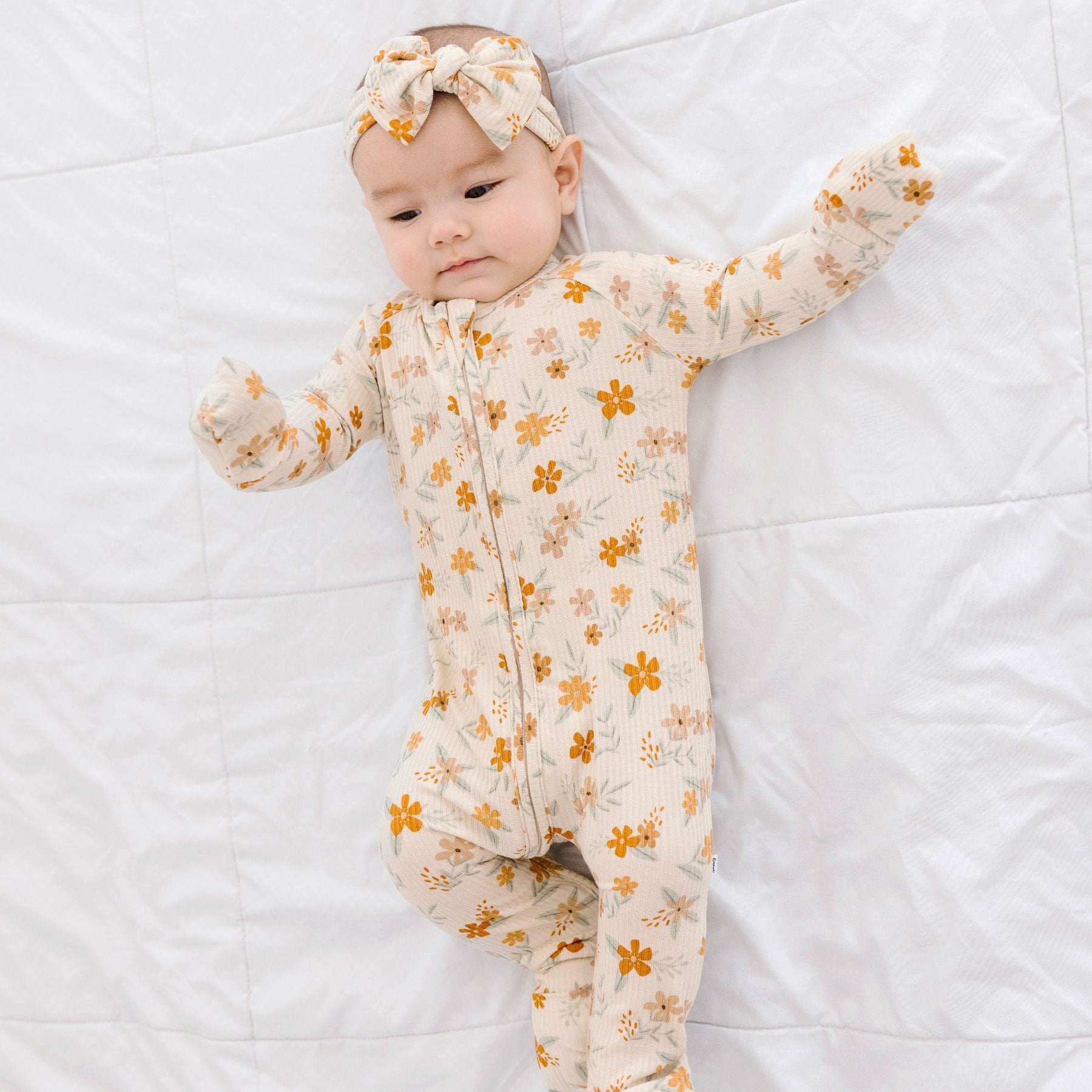 Autumn Floral Small Ribbed Zip Romper