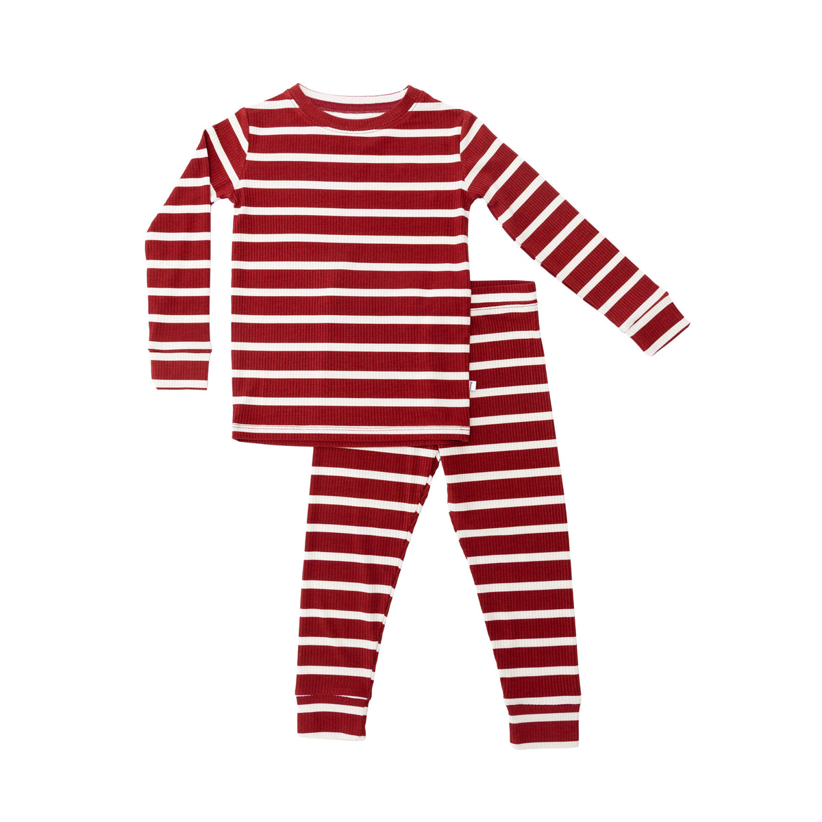 Red Wide Stripe Small Ribbed Two-Piece Set