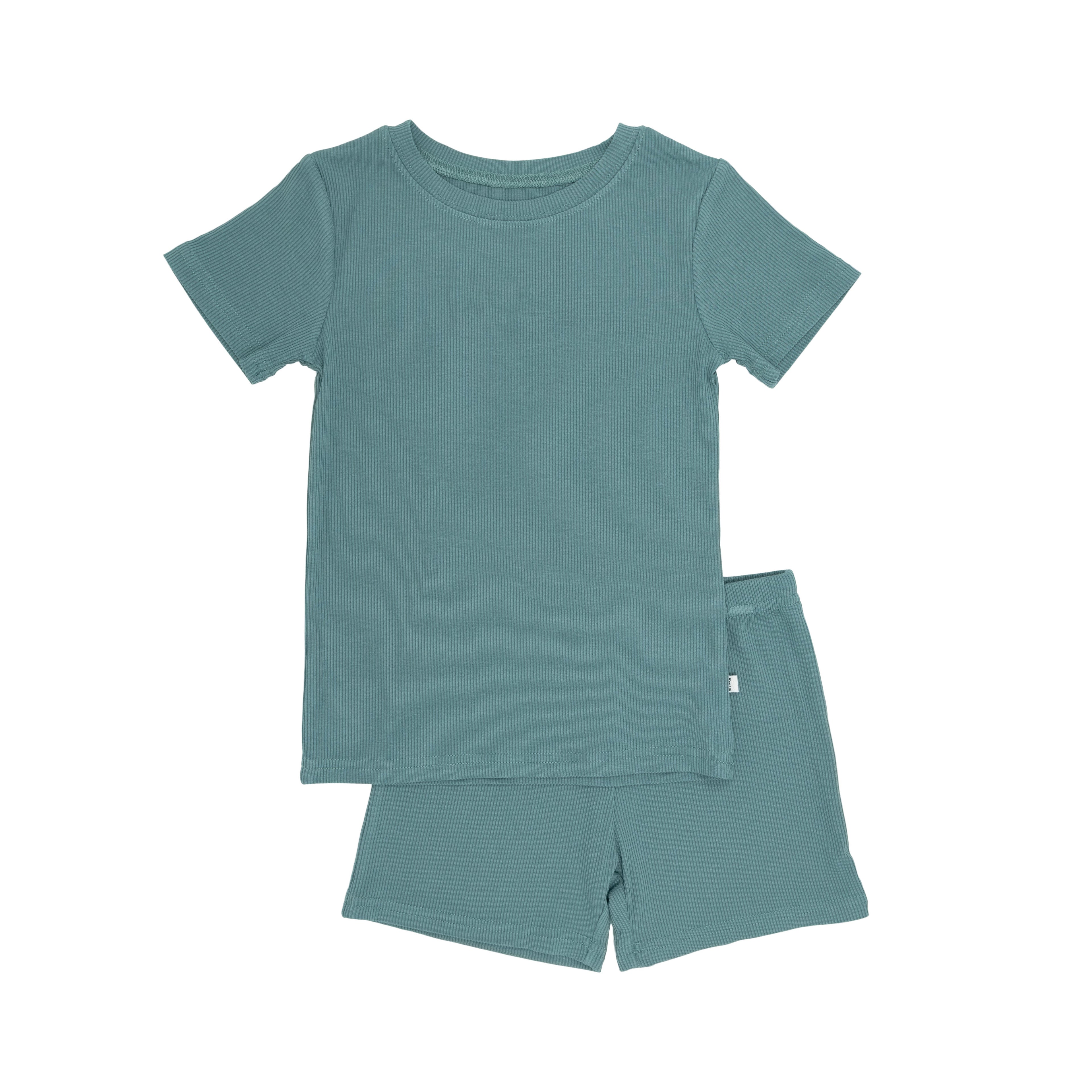 Glacier Blue Small Ribbed Shorts Two-Piece Set