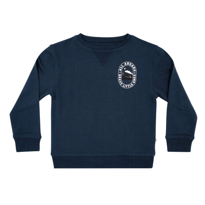 All Aboard Train Navy Bamboo French Terry Pullover