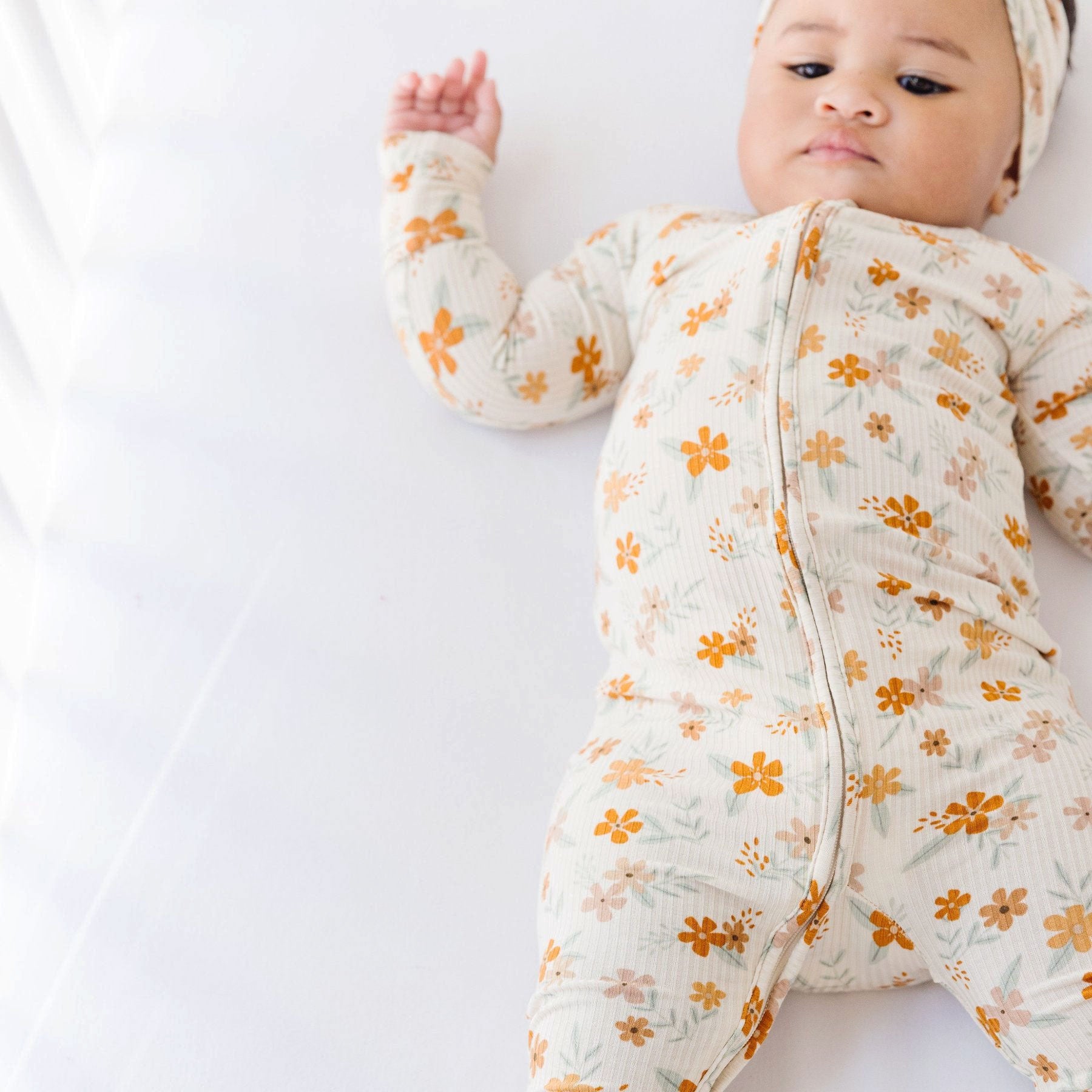 Autumn Floral Small Ribbed Zip Romper