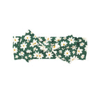 Green Floral Small Ribbed Bow