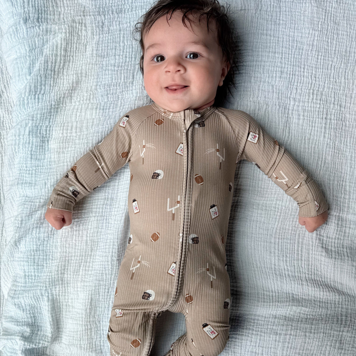 Football Small Ribbed Zip Romper