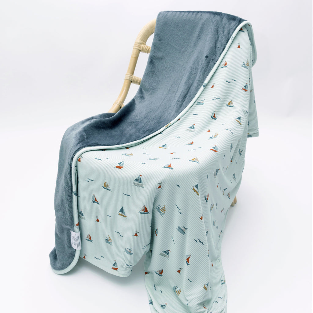 Nautical Boats Small Ribbed Toddler Blanket