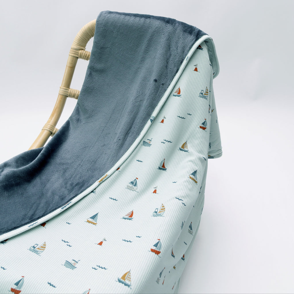 Nautical Boats Small Ribbed Toddler Blanket