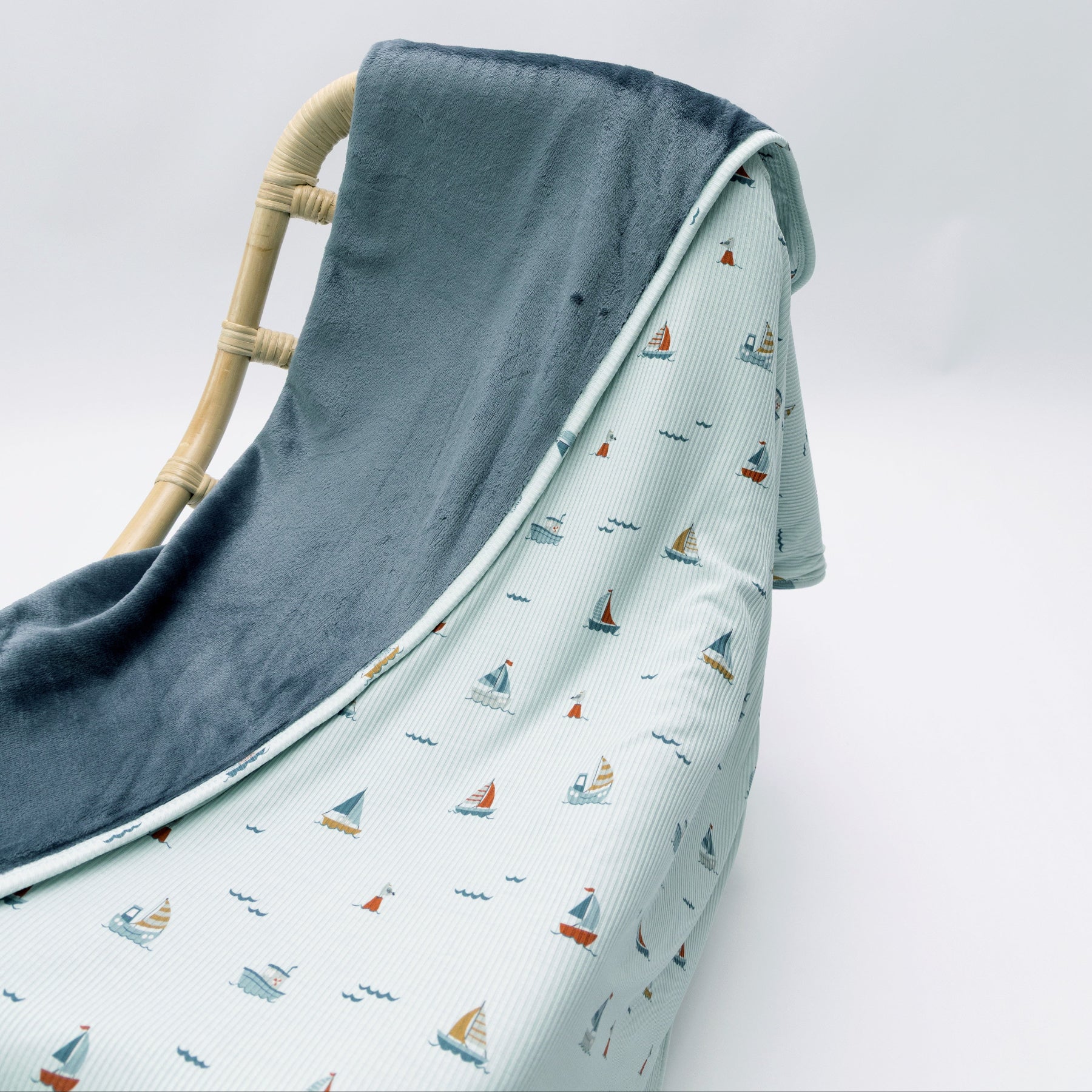 Nautical Boats Small Ribbed Toddler Blanket