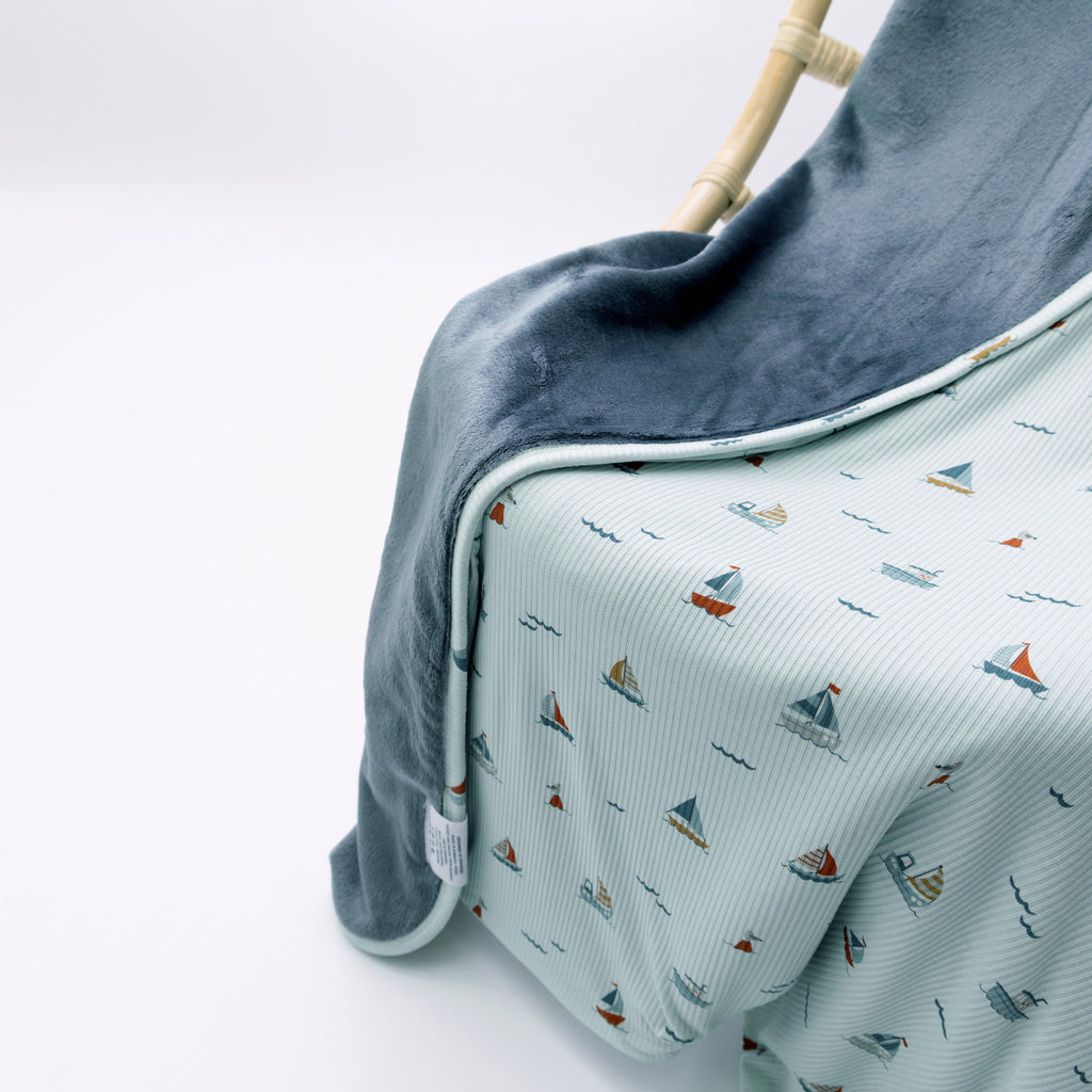 Nautical Boats Small Ribbed Toddler Blanket
