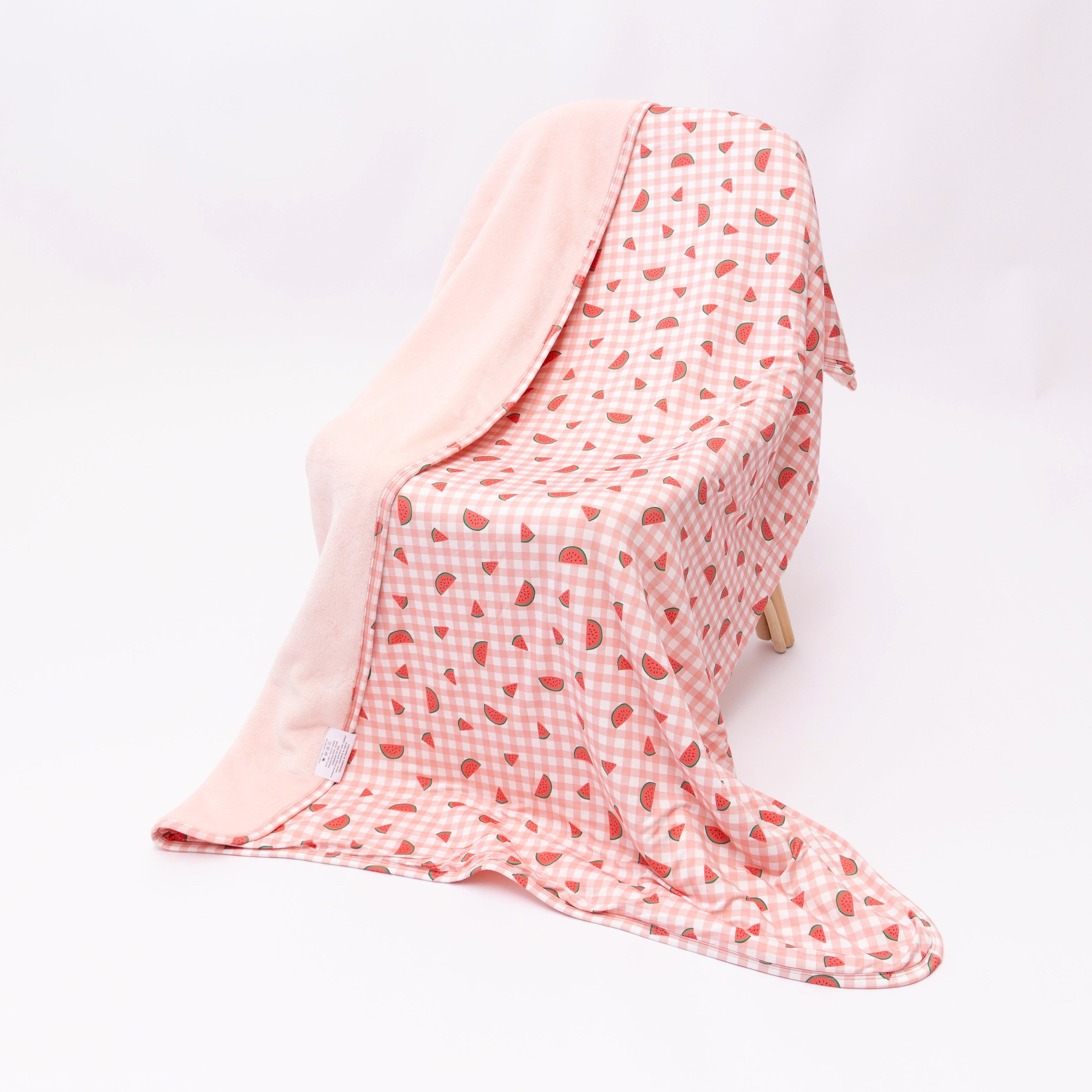 Watermelon Pink Gingham Toddler Blanket