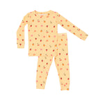 Children's pajama set with fruit pattern on a white background