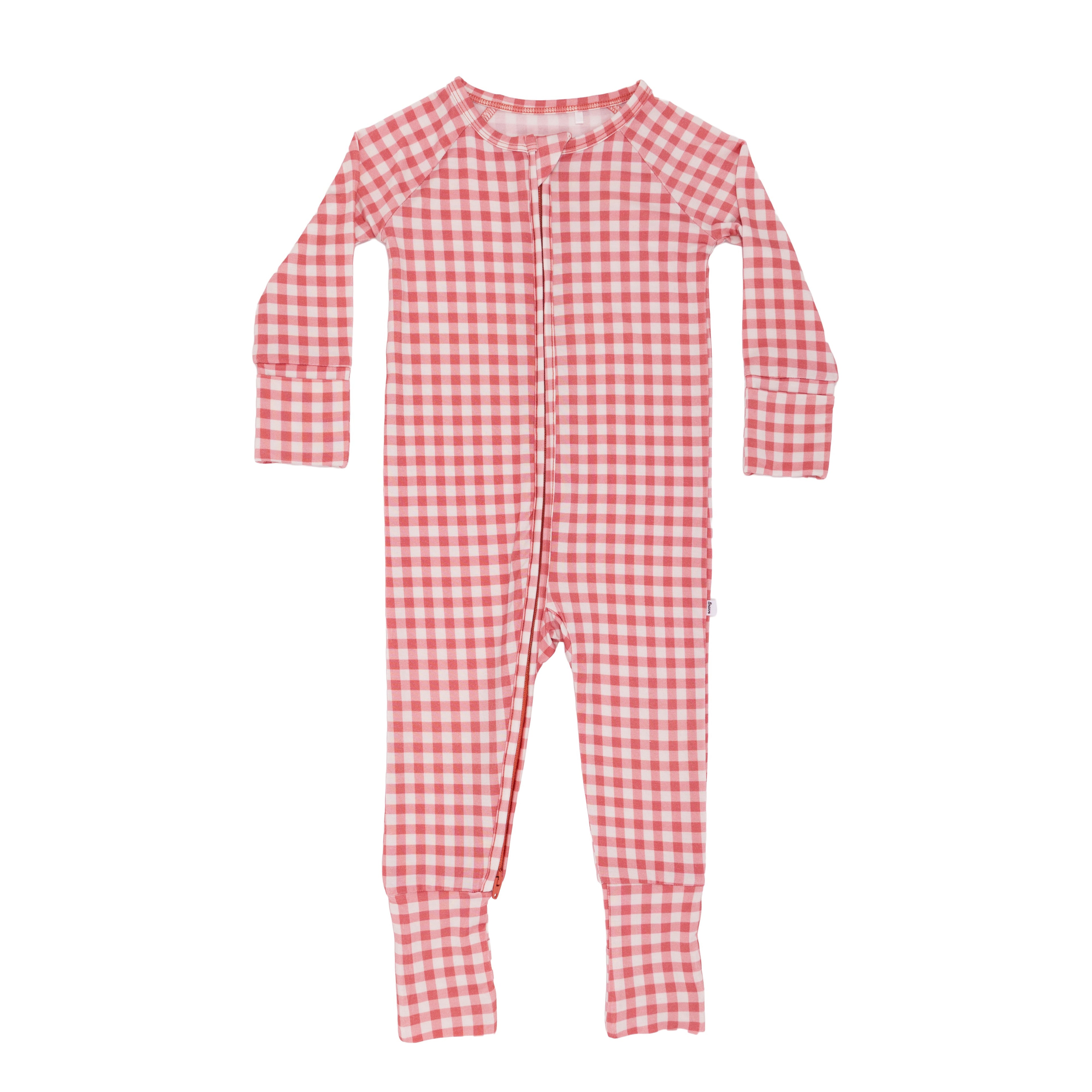 Mauve Small Gingham Zip Romper