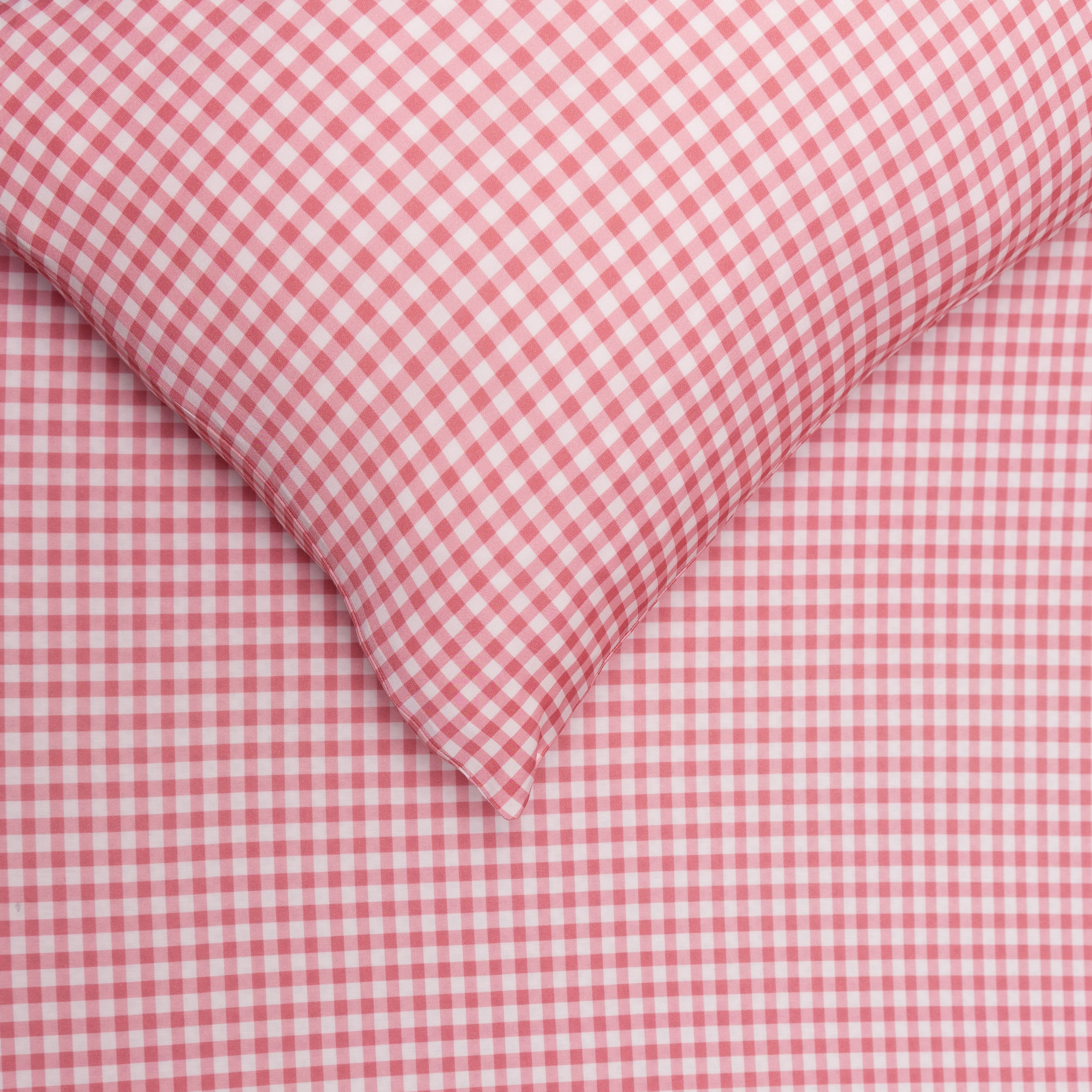 Mauve Small Gingham Twin Sheet With Pillow Case