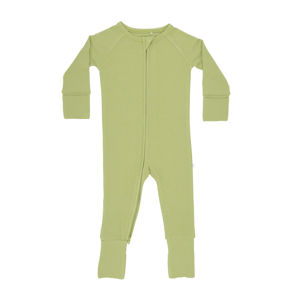 Tarragon Green Small Ribbed Zip Romper