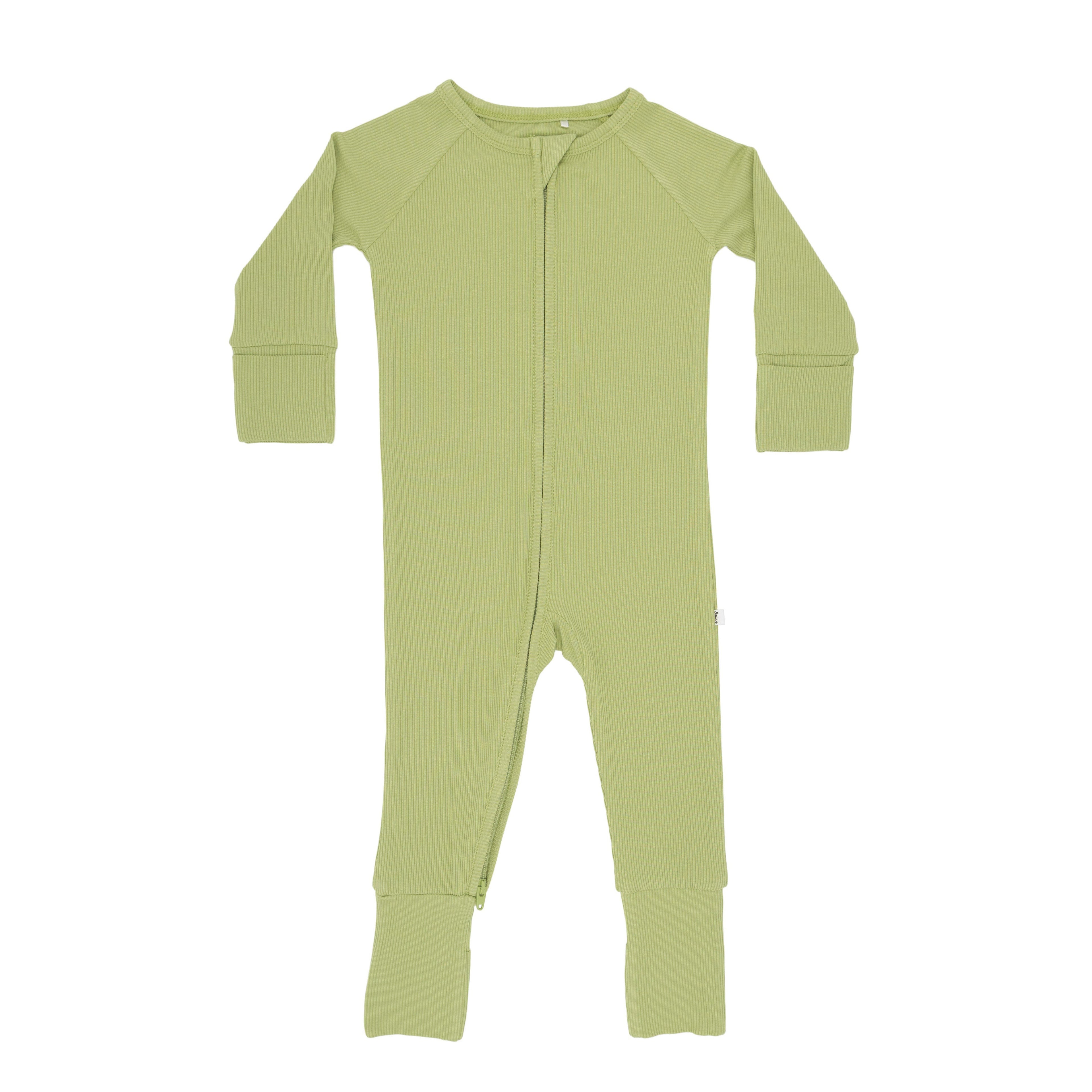 Tarragon Green Small Ribbed Zip Romper