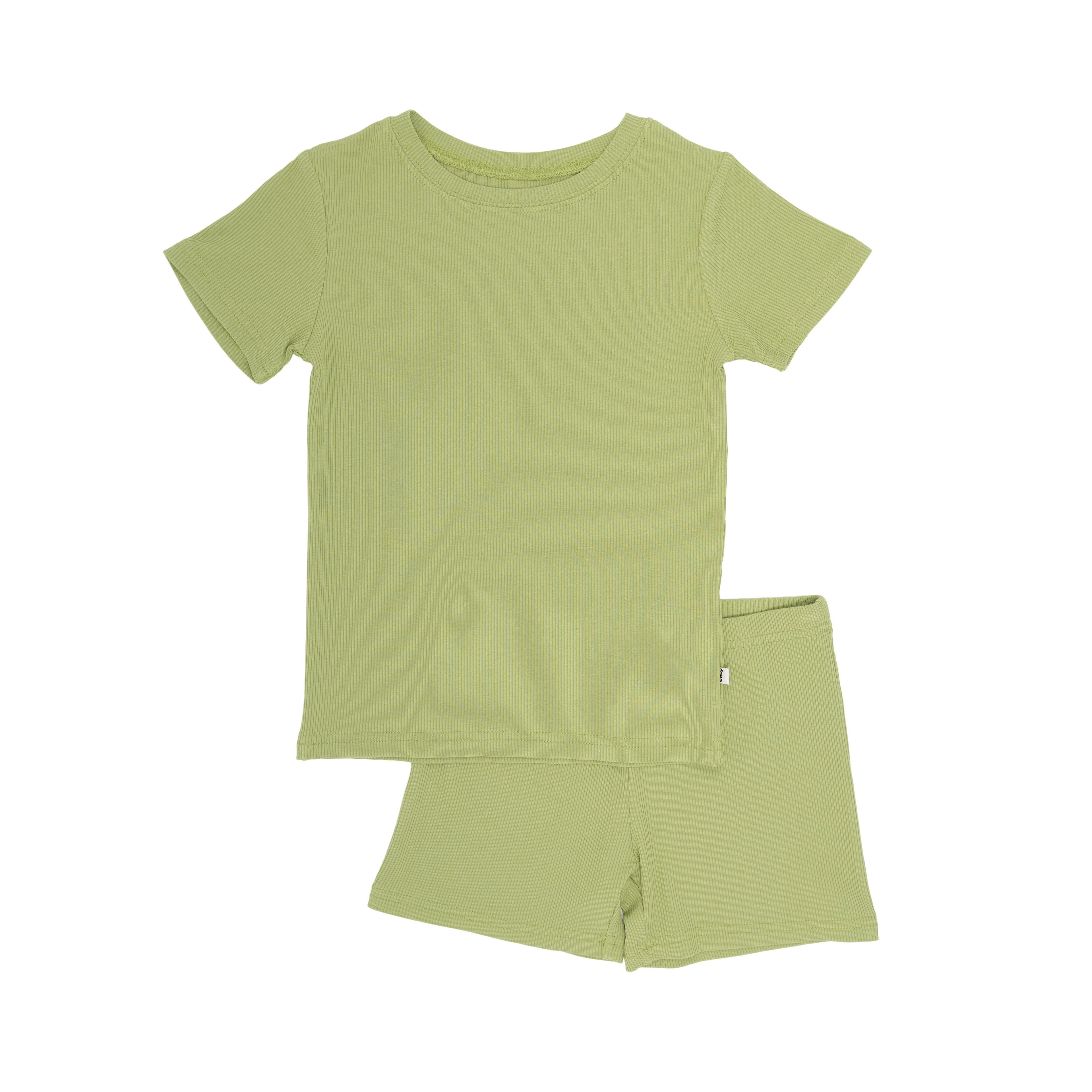 Tarragon Green Small Ribbed Shorts Two-Piece Set
