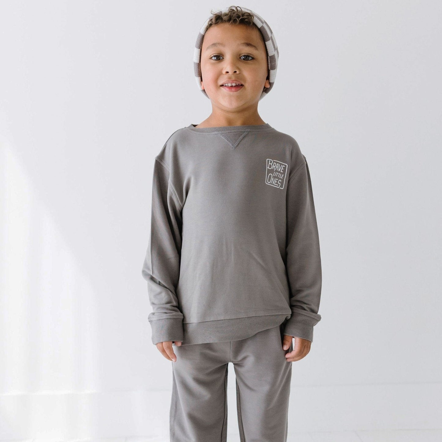 Brave Little Ones Square Dark Charcoal Bamboo French Terry Pullover