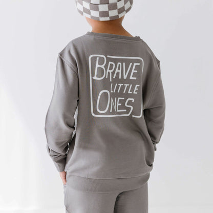 Brave Little Ones Square Dark Charcoal Bamboo French Terry Pullover