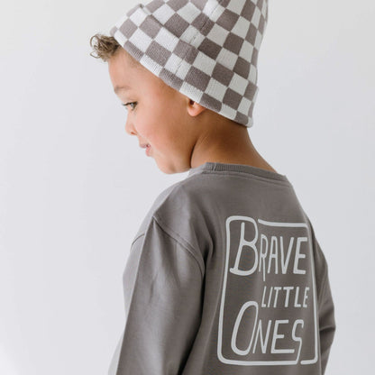 Brave Little Ones Square Dark Charcoal Bamboo French Terry Pullover