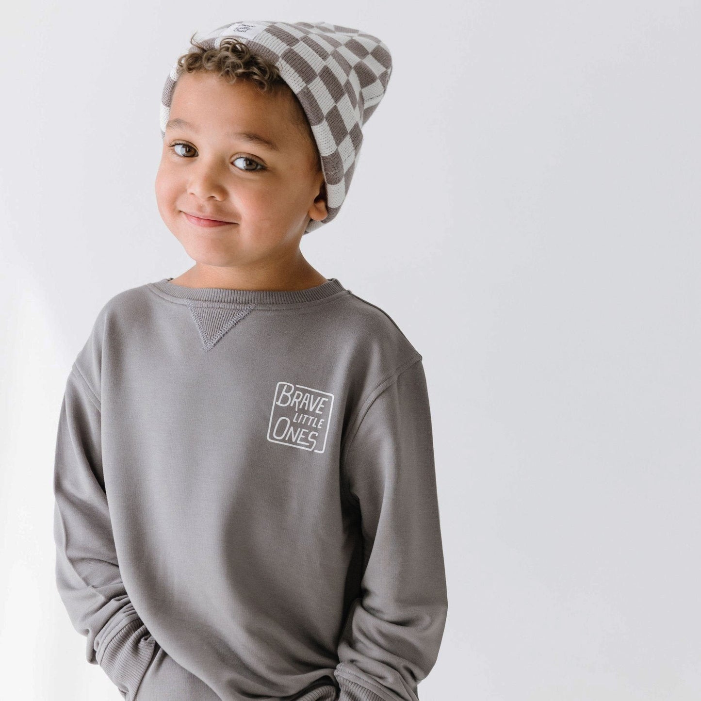 Brave Little Ones Square Dark Charcoal Bamboo French Terry Pullover