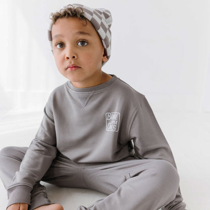 Brave Little Ones Square Dark Charcoal Bamboo French Terry Pullover