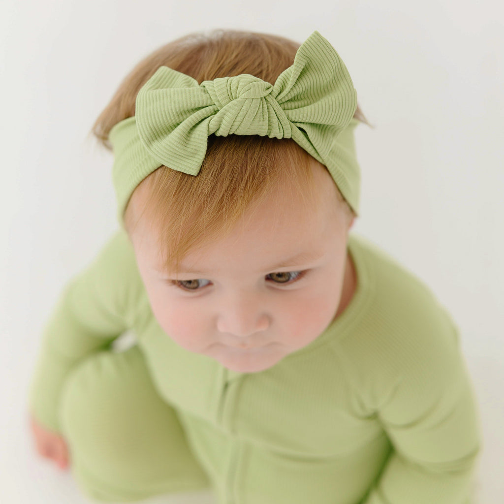 Tarragon Green Small Ribbed Bow