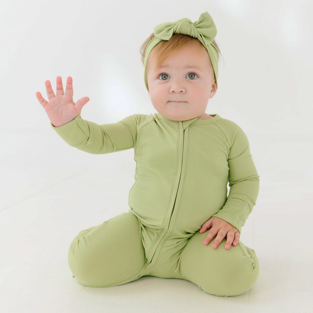 Tarragon Green Small Ribbed Bow