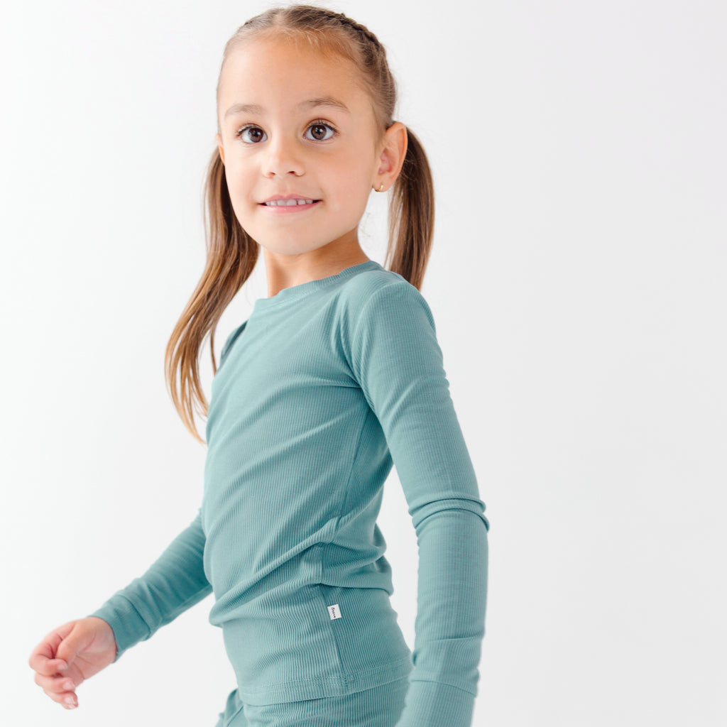 Glacier Blue Small Ribbed Two-Piece Set