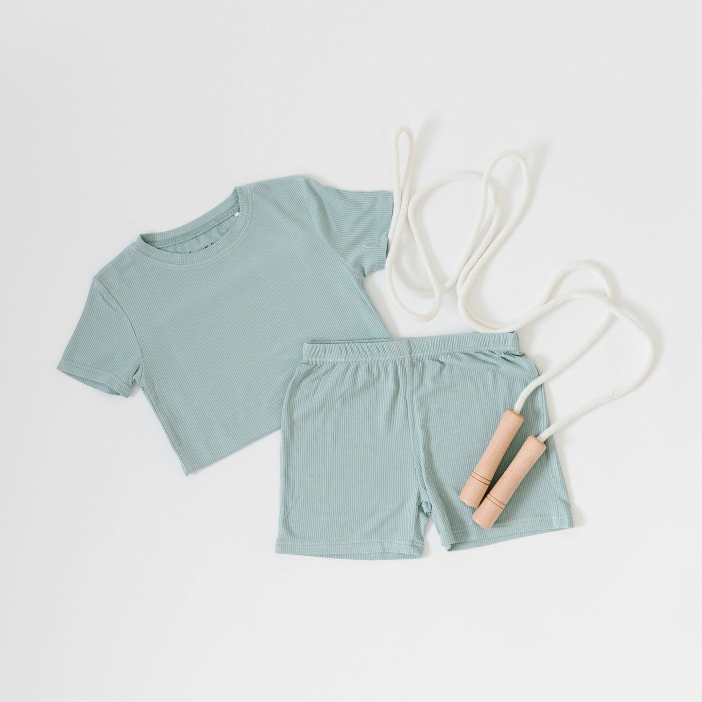 Ocean Blue Small Ribbed Shorts Two-Piece Set
