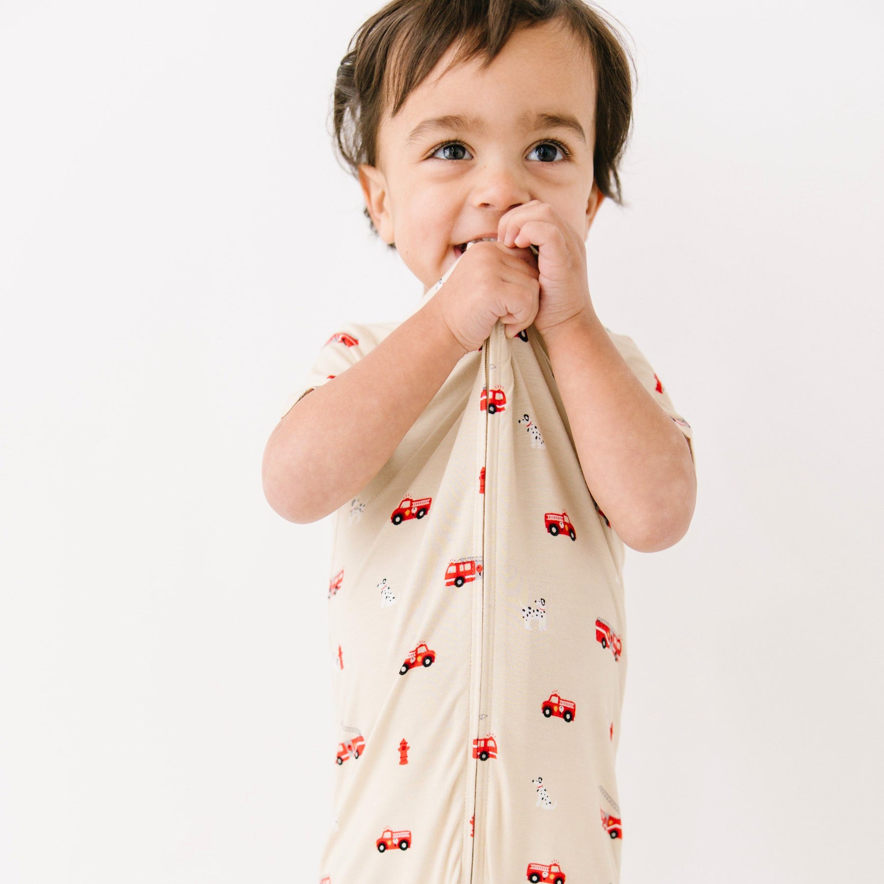 Firetrucks Summer Zip Romper