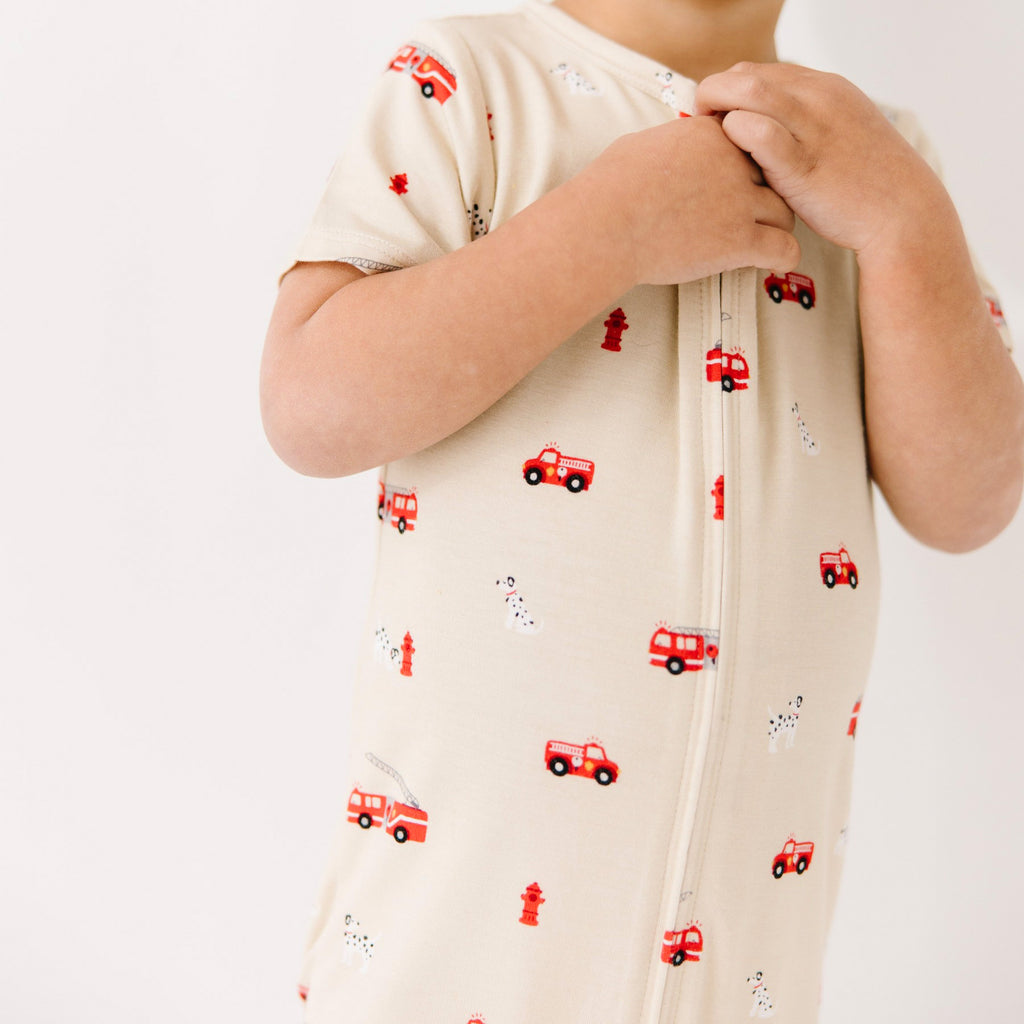 Firetrucks Summer Zip Romper