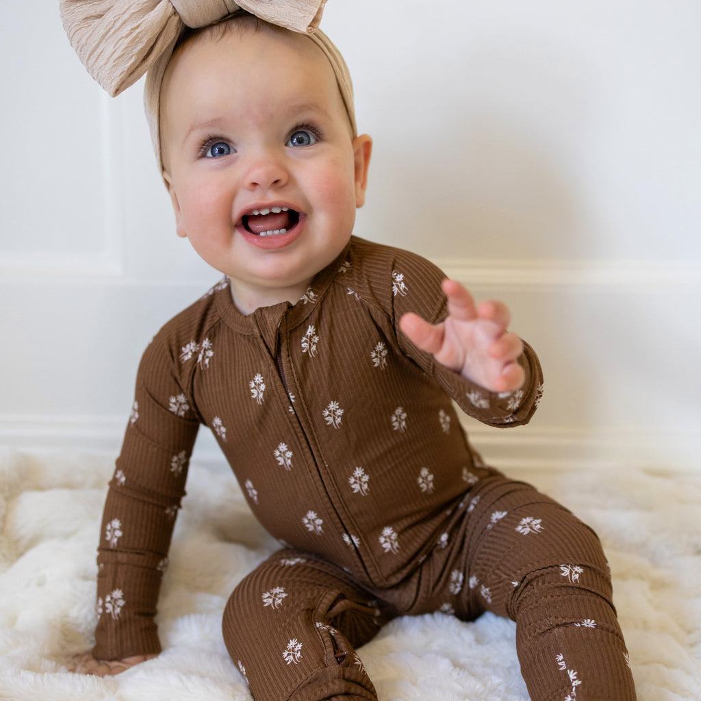 Autumn Stems Small Ribbed Zip Romper