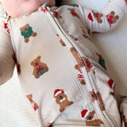 Teddy Bear Small Ribbed Zip Romper