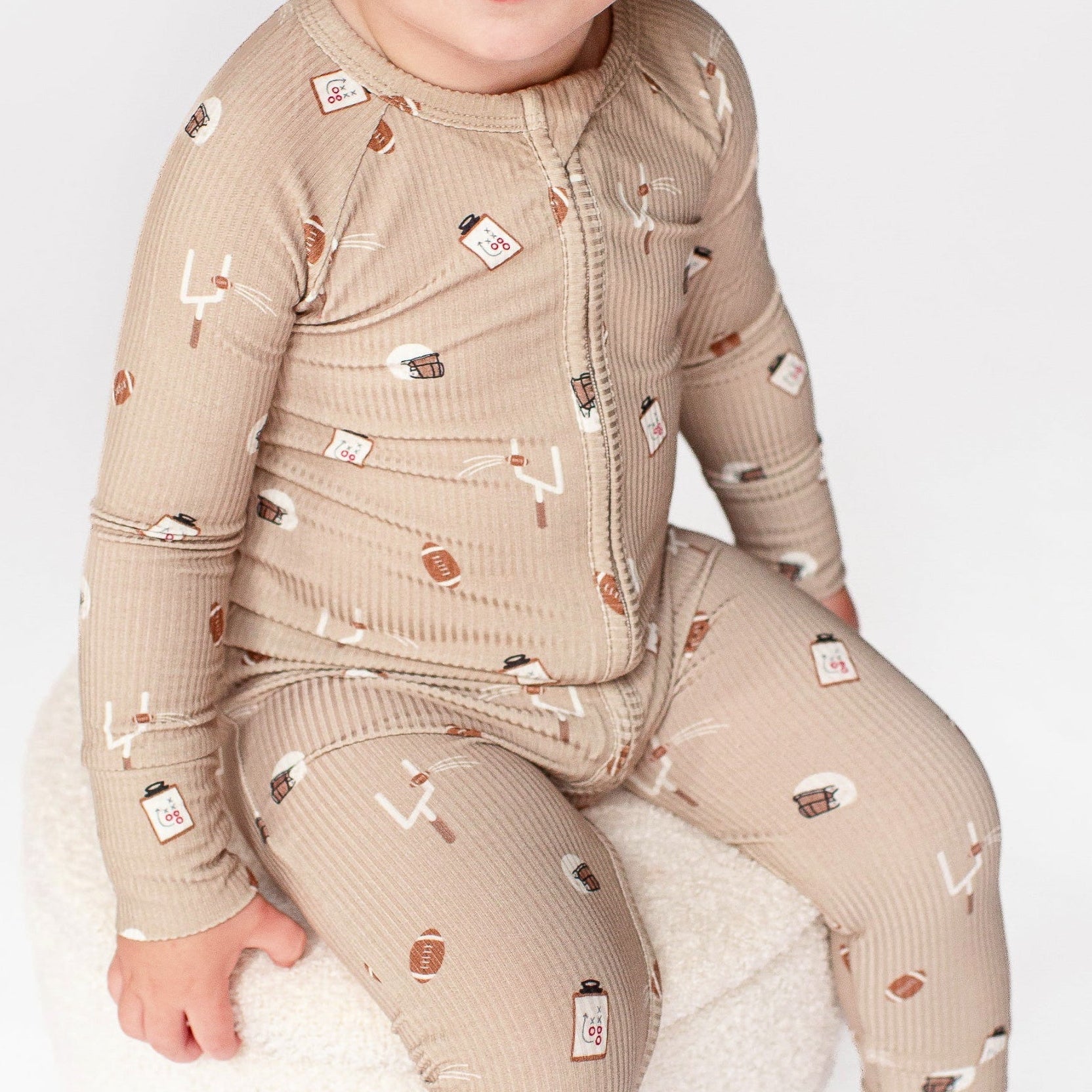 Football Small Ribbed Zip Romper