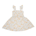 Whimsical Floral Small Ribbed Flutter Sleeve Dress