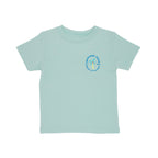 Light blue t-shirt with a palm tree design on a white background